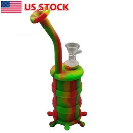 7,8 pouces Octopus Silicone narguilé Bong Fumer Pipe de pipe à eau Shisha avec bol en verre de 14 mm