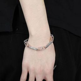 7 8 pouces 1 cm Chaînes Iced Out Bracelets pour hommes Designer Luxury Bling Diamond Clip Bracelet Gold Silver Cuban Link chaîne JE1841104