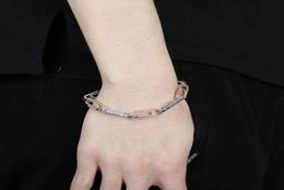 7 8 pouces 1 cm Chaînes Iced Out Bracelets for Men Luxury Designer Bling Diamond Paper Clip Bracelet Gold Silver Cuban Link chaîne JE9267222