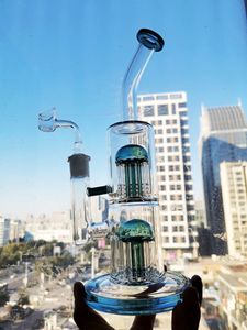 9.8inchs Recycler Oil Rigs Hookahs Glass Water Bongs Smoke Pipe Dab Bong Avec 14mm Banger