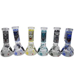 7.8 "Glazen bekerklasbasis Bong Hookahs Ice knijpt Luminous stickers zware glazen olifanten gewricht rookwaterpijp bongs