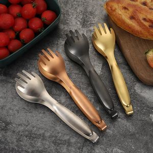 7.8 Tongs alimentaires en acier inoxydable Salade en or Clip de salad