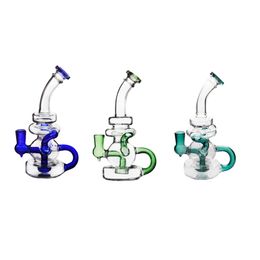 7.87inch 14mm Portable Armed RECYCLER Glass Water Bong Pipe Perc Dab Rig avec bol