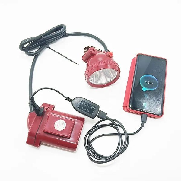 Lámpara de minero LED de 7,8 Ah, faro para minería de carbón a prueba de explosiones, luz con tapa de seguridad, Banco de energía USB KL7.8LM