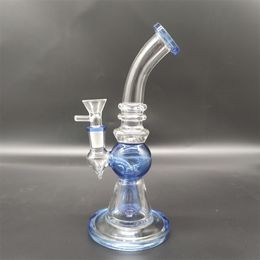 8 en pipas de tabaco azules Bongs de agua de vidrio grueso Fumar cera Pipa de agua Accesorios para cachimbas con tazón de 14 mm Almacén de EE. UU.