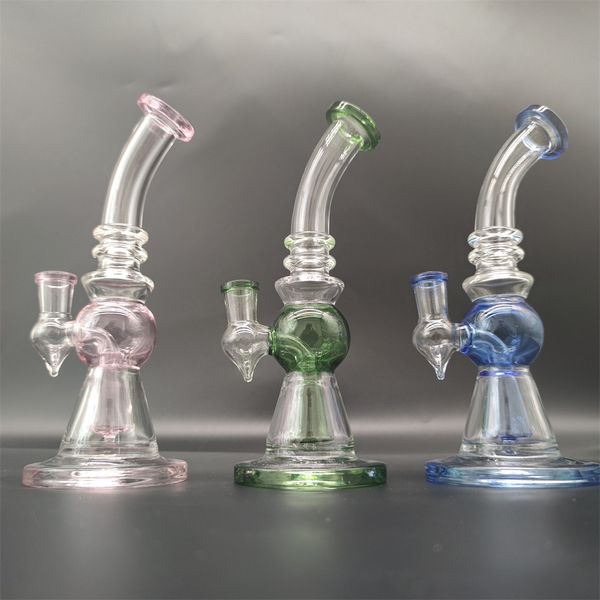 Pipas de tabaco de 8 pulgadas Bongs de agua de vidrio grueso Fumar cera Pipa de agua Accesorios para cachimbas con tazón de 14 mm Almacén de EE. UU.