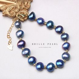 7-8MM BaroqueOnly Bracelets de perles d'eau douce naturelles de haute qualité bleu gris blanc rose bijoux de perles irrégulières personnalisables HQK 240319