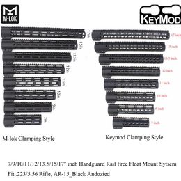 7 9 10 11 12 13 5 15 17'' inch Keymod M-lok Vastklemmen Stijl Handguard Rail Picatinny Mount Systeem Zwart Anodized241Z