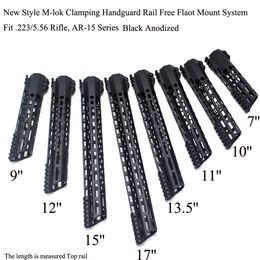 7/9/10/11/12/13.5/15/17 ''inch Nieuw Ontwerp M-lok Vastklemmen Handguard Rail Free Float Picatinny Mount System_Black kleur