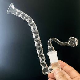 7.9 "Mini Hookahs Tubería de agua portátil Grueso Pyrex Downstem Rig Round of Small Pot 18mm oil burner