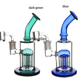 7,9 pouces bras arbre perc narguilés recycleur plates-formes pétrolières conduites d'eau en verre épais accessoire unique Bong Dab avec 14mm banger simple brouilleur