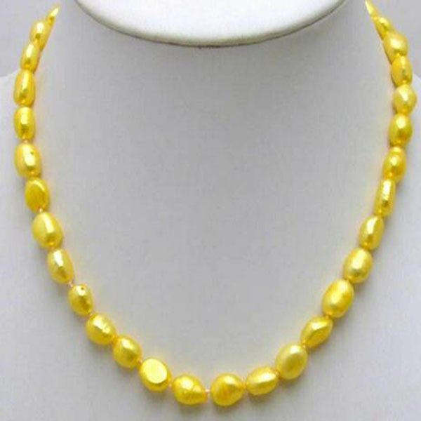 7 à 9 mm Collier de perle d'eau douce Natural Yelloque pour femmes 18 