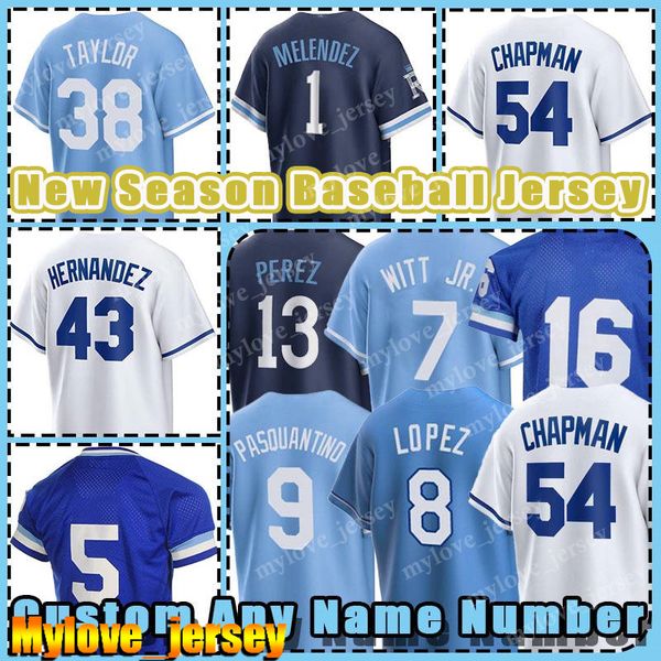 7 Bobby Witt Jr. 13 Salvador Perez Jersey Baseball Royals 16 Bo Jackson 51 Brady Singer Kansas City George Brett Drew Waters Vinnie Pasquantino Nelson Velazquez