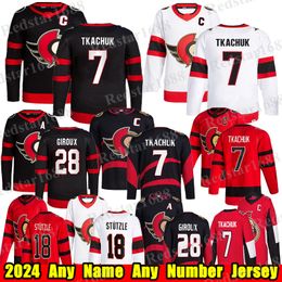 # 7 Brady Tkachuk Ottawa Reverse Retro Hockey Jersey # 28 Claude Giroux Tim Stutzle Jakob Chychrun Artem Zub Dominik Kubalik Joonas Korpisalo Sénateurs Jerseys