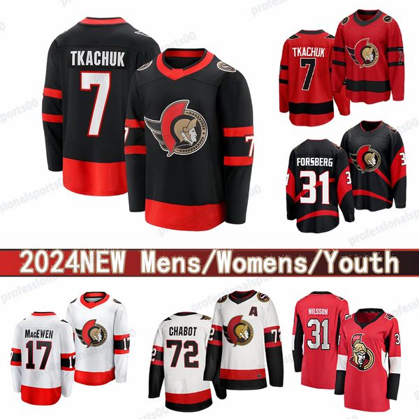 # 7 Brady Tkachuk Maillot de hockey rétro inversé # 28 Claude Giroux # 91 Tim Stutzle Jakob Sénateur d'Ottawa Chychrun Artem Zub Dominik Kubalik Joonas Korpisalo Maillots