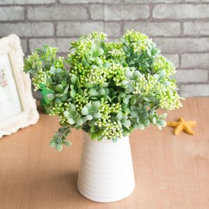 7 Branches Green Artificial Berry Flowers Bouquet Artificial Fruit Plantes Mini Leaf Outdoor Salon Décoration de mariage