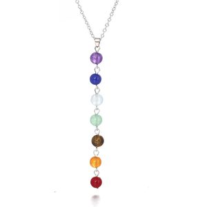 7 chakra kralen hanger ketting met echte stenen Mala Y-vormige ketens voor vrouwen Reiki Healing Energy Beads Yoga Sieraden