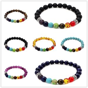 7 Chakra Armband Vrouwen Mannen Healing Balans Kralen Reiki Gebed Vulkanische Steen Armband Natuursteen Yoga Armband