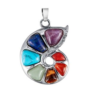 7 Chakra Pierres Précieuses Collier Conque En Forme De Pierre De Lave Naturelle Incrustation De Yoga Guérison Améthyste Clavicule Chaîne Bijoux Pour Fille Femmes