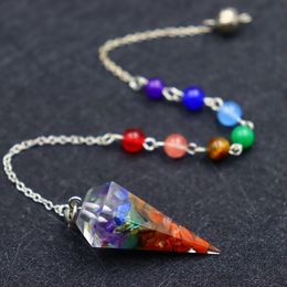 7 Chakra Helende kristallen Pendulum voor Dowing Divination Quartz Natural Stone Pendulums Reiki Pendant Pendulo Hexagonal Column