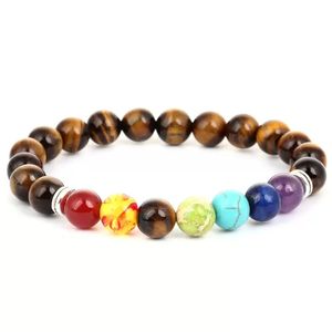 7 Chakra Reiki Guérison Perlé Brins Bracelets Pierre Perlé Stretch Bracelet Réglable Tressé Bracelets pour Femmes Hommes Yoga Bijoux