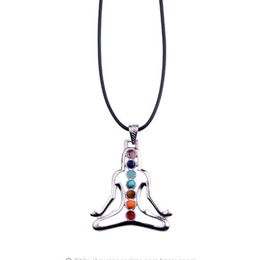 7 chakra reiki pedras cura cristal colares pingentes amuleto de saúde 3d símbolos pedra encantos pingente yoga colar collier200j