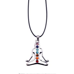 7 Chakra Reiki Stenen Healing Crystal Kettingen Hangers Gezondheid Amulet 3D Symbolen Steen Charms Hanger Yoga Ketting collier182P