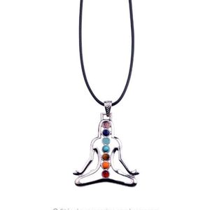7 Chakra Reiki Stenen Healing Crystal Kettingen Hangers Gezondheid Amulet 3D Symbolen Steen Charms Hanger Yoga Ketting collier242U