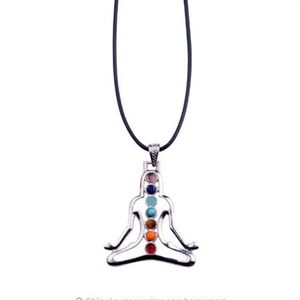 7 Chakra Reiki Stenen Healing Crystal Kettingen Hangers Gezondheid Amulet 3D Symbolen Steen Charms Hanger Yoga Ketting collier2849