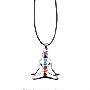 7 Chakra Reiki Stenen Healing Crystal Kettingen Hangers Gezondheid Amulet 3D Symbolen Stone Charms Hanger Yoga Ketting collier263g