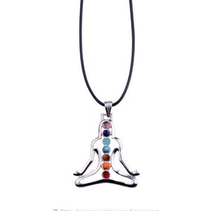 7 Chakra Reiki Stenen Healing Crystal Kettingen Hangers Gezondheid Amulet 3D Symbolen Stone Charms Hanger Yoga Ketting collier297o