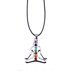 7 Chakra Reiki Stenen Healing Crystal Kettingen Hangers Gezondheid Amulet 3D Symbolen Steen Charms Hanger Yoga Ketting collier255C