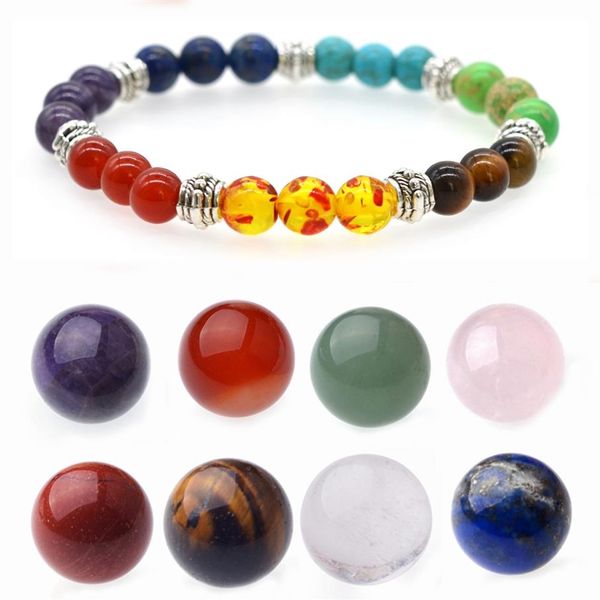 7 Chakra Pulsera de piedra Caja de regalo Amigos 7 Chakra Esferas de piedra Colección Mujeres Hombres Curación Yoga Cuarzo Cristal Colgante Collar261h