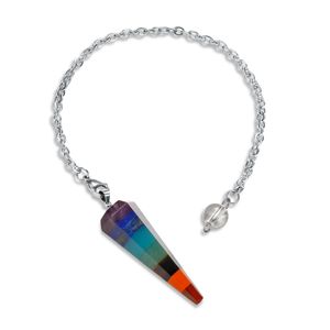 7 Chakra Stone Yoga ketting Raw Quartz Natuurlijke stenen Doweren Pendulum Kettingen Reiki Rainbow Jewelry Woman's Gift 2887