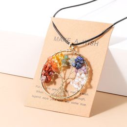 7 Chakra's levensboom hanger ketting goud kleur wijsheid natuurlijke kristal chip kralen handgemaakt touw sieraden cadeau