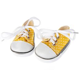 7 cm canvas denim sneakers pasgeboren babyschoenen handgemaakte veter sneakers schoenen voor 18 centimeter Amerikaans 43 cm baby poppen geschenken