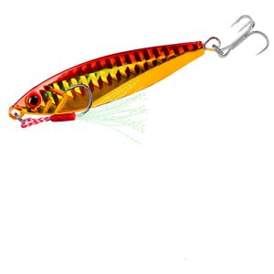 Cuillères de pêche 7 couleurs 7cm 30g, appâts à longue coulée et cuillères Micro Jigging à action sauvage avec feuille de marquage à chaud au laser couronne 7pcs / lot