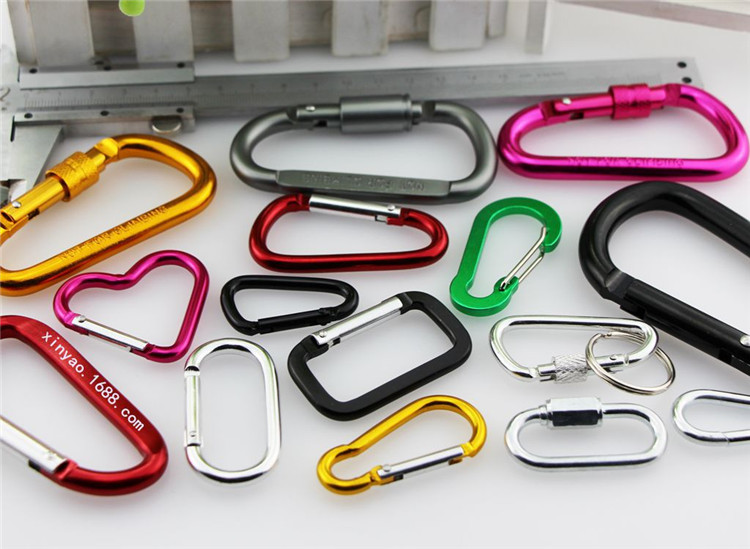 7 color #4#5 B/D-Ring Carabiner Ring Keyrings Key Chain Camp Snap Clip Hook Keychains Hiking Aluminum Metal Stainless Steel Hiking Camping