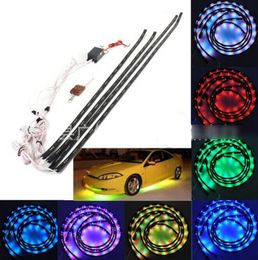 Tira LED RGB de 7 colores debajo del coche Sistema de carrocería con brillo automático Luz de neón Lámpara de tira de flash Kit interior flexible con control remoto 9483958