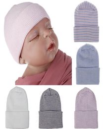 7 couleurs, chapeau à rayures pour bébé, chapeaux tricotés au Crochet, casquettes de crâne pour nourrissons, bonnet en coton doux, bonnet chaud d'hiver, accessoires M5673481095
