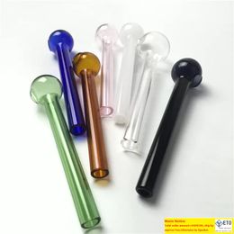 Tubo de quemador de aceite pyrex de 7 colores para fumar tubos de mano baratos tubos de quemador de aceite de vidrio grueso 10 cm mini tubo de vidrio