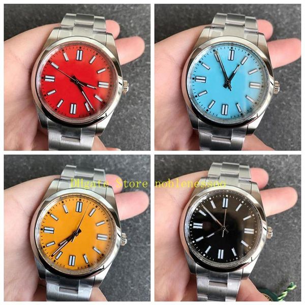 7 Color Super N Factory 904L Reloj Men 41 mm Sapphire Steel 124300 Rojo Black Blue Silver Oyster Bracelet Mechanical Noobf Automatic206p