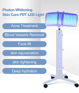 7 Kleur Verticale LED Face Acne Fototherapie Bio-licht Lamp Standing Bio Light Photon Therapy PDT Skin Regeneratie Blitsing aanscherping Acne Removal Salon Machine