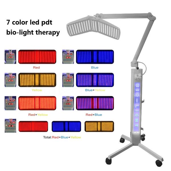 7 colores Vertical LED cara acné fototerapia BIO-lámpara de terapia de luz de pie BIO luz fotón terapia PDT máquina