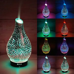 Humidificateurs en verre 3D à 7 lumières colorées, veilleuse LED, diffuseur d'huile essentielle, lampes d'aromathérapie, humidificateur de Vase