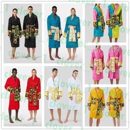 7 couleurs 100% coton classique hommes femmes vêtements de nuit robes de maison unisexe el luxe peignoir de haute qualité pyjamas à manches longues designe2272