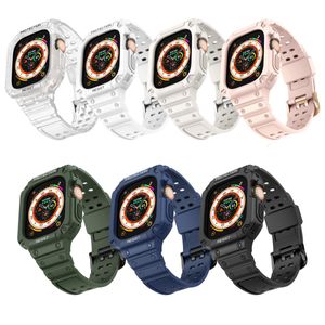 7 kleuren 2 in 1 tpu -riem met case voor Apple Watch Band Ultra 49mm Bracelet Correa Sports Robuuste Komen Iwatch Ultra 49 polsbandje