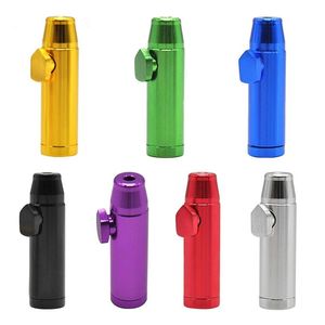 7 couleurs en aluminium rond Bullet Sniffer Snorter distributeur boîtes de poudre 54MM embouts de bouche en métal Kit de tabac à priser boîte nasale étanche bouteille de stockage Rocket Bullet