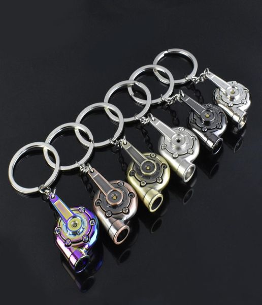 7 couleurs Auto Metal Turbine Keychain Car Turbo Charger soufflant Machine Key Anneaux Pendants Bijoux de mode6992471