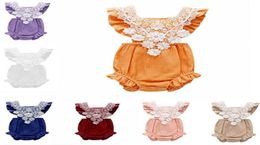 7 couleurs bébé barboteuse enfants vêtements de créateurs filles sans manches dentelle combinaison onesies une pièce combinaisons pour bébés barboteuses tout-petits bodys2621841